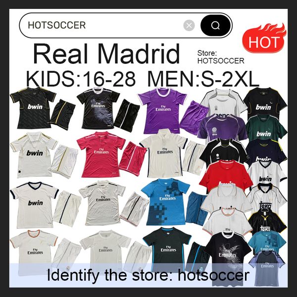 Retro Real Madrid Soccer Jerseys Camisas de futebol infantil Guti Ramos Seedorf Carlos 03 04 06 07 11 13 14 15 16 17 18 Ronaldo Zidane Raul Finals Kaka 99 Real Madrids Hotsoccer