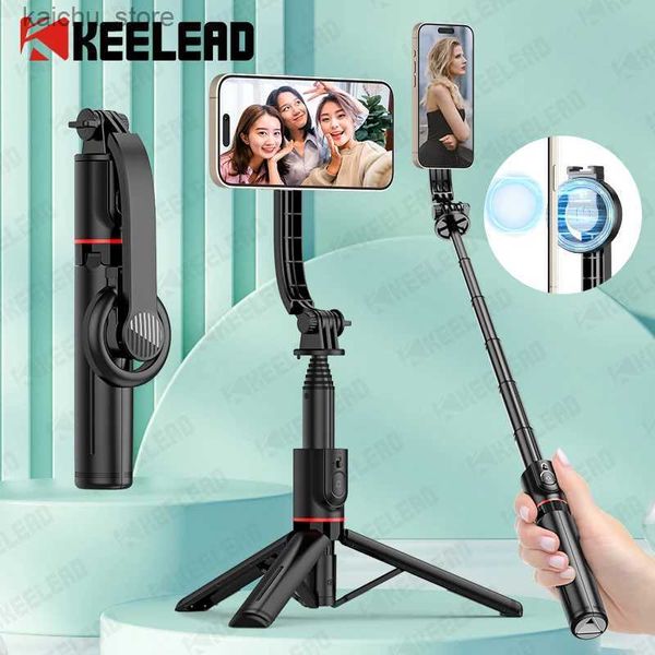 Monopodi selfie Keelead Magnetic Selfie Stick con bluetooth Tripode cellulare Magsafe Remote Magsafe Stand per iPhone 14 13 12 Pro Max Vertical Shooting Y240418