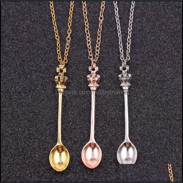 Collane a pendente catena di gioielli all'ingrosso Gold Crown Crown Mini Teiera Royal Alice Snuff Collana cucchiaio Deliverità a pendente Otgup