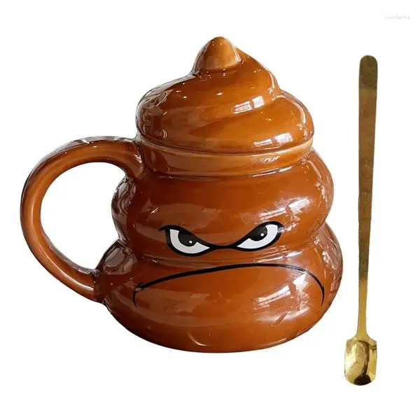 Tassen Poop Kaffee Tasse Cartoon Lächeln Wasserbecher mit Handgripdeck