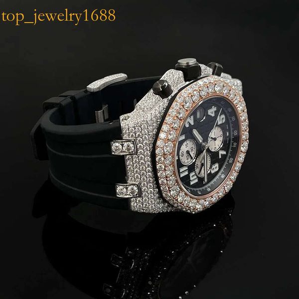 RettingTop Brand Custom Design Men Frau Hand Set Iced Diamond Moissanite Uhr