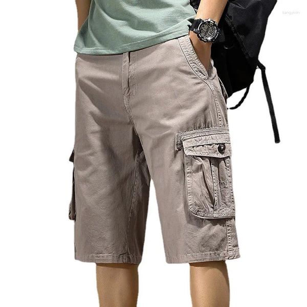 Shorts maschile da uomo estate di cotone tattico cargo moda khaki pantaloni corti a più tasca