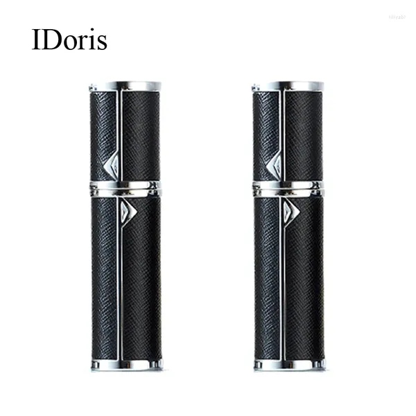 Garrafas de armazenamento ídoris 2pc preto de alta qualidade 5ml garrafa de perfume mini pulverizador de metal reabastecido Atomizador de alumínio Tamanho do deslizamento