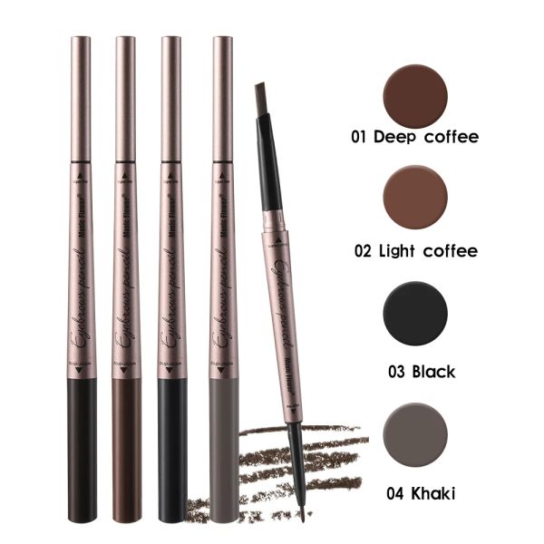 Versorgung 4 Farben Musik Blumenmarke Make -up Fein Skizze Doppelkopf flüssiger Augenbrauen Stift wasserdichte Tattoo Super Haltlable Eye Brow Bleistift