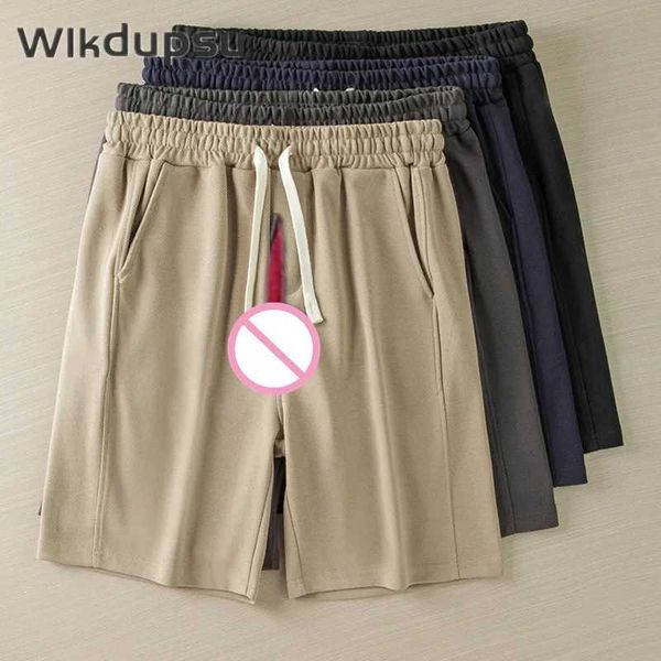 Shorts masculinos homens sexy invisible duplo zíper aberto calças de gripes casuais shorts de ginástica respirável