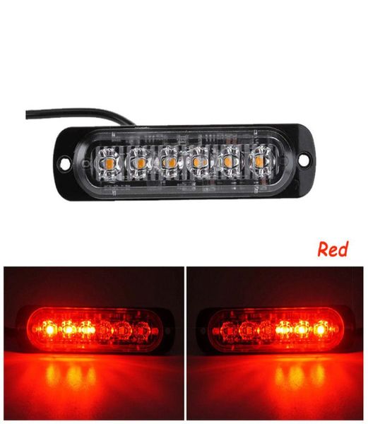 2x Ultradünnen LED -Stroblicht -Leuchten Auto -LKW Motorrad 6 LED 18W Bernsteinblitzer Notfall -Warnlampe DC12V 24v6016435