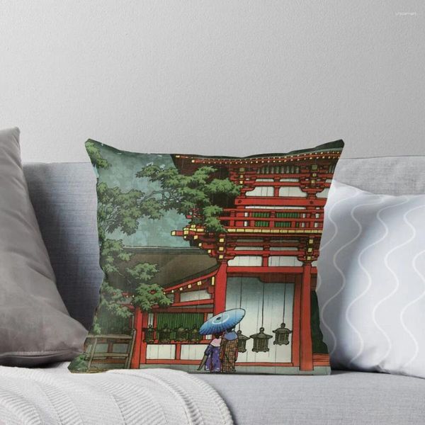 Travesseiro japonês clássico clássico templo chuva asia arte de arte travesseiro na capa de capa retangular