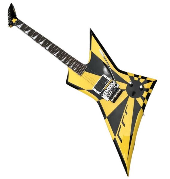 Val Michael Sweet Flying V Stryper Black Yellow Stripe E -Gitarre Floyd Rose Tremolo Bridge Whammy Bar China EMG Tippup CH2607056