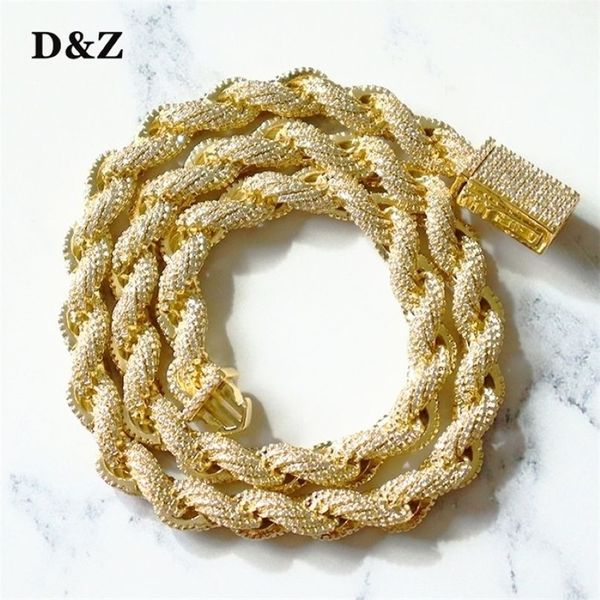 Colares pendentes D z 8mm de corda de corda fivela de fivela de mola gelada para fora cúbicas de zircão para homens jóias de hip hop 221105244s