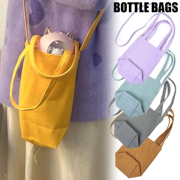 Lagerbeutel tragbare Wasserflaschen Bag Canvas Cup mehrfarbiger Kessel Cover Beutel Outdoor Sport Bechhalter Stroage Stroage