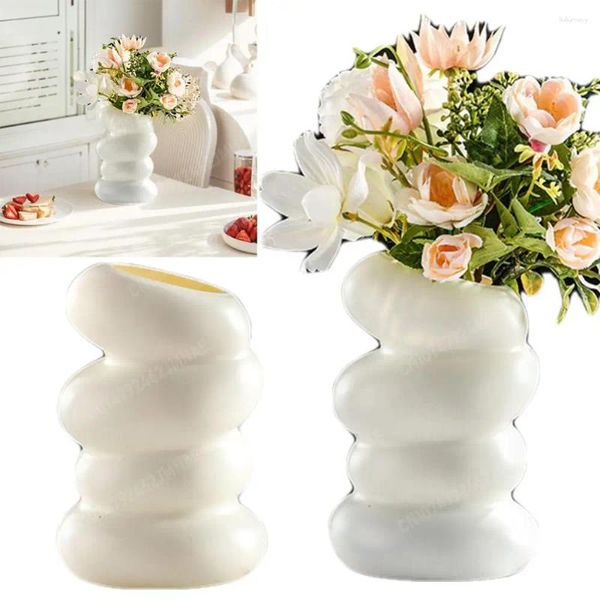 Vasos nórdicos vasos de flores em espiral nórdica estética estética simples desktop vaso linhas onduladas para o quarto da sala