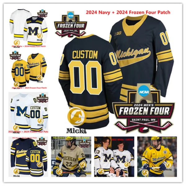 Tyler Motte 2024 Frozen Four Michigan Wolverines Hockey Jersey 43 Quinn Hughes 19 Dylan Larkin 13 Zach Werenski Zach Hyman Custom costume Jerseys Michigan