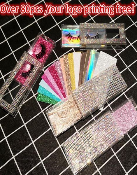 Алмазные ресницы упаковки Bling Blitter Box Box Faux Cils Магнитный корпус принять свой логоп8511677