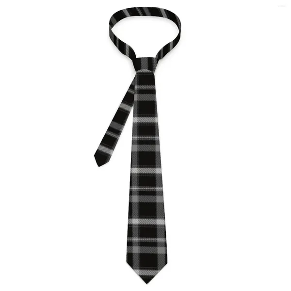 TIE PROPRIO TEE RETRO PLAID TIRA CONTROLLO BLACO E BIANCO DELLA GIORNALITÀ MASCHIO MASCHIO CINETTO ACCESSORI NUPPIO DI NATTUA