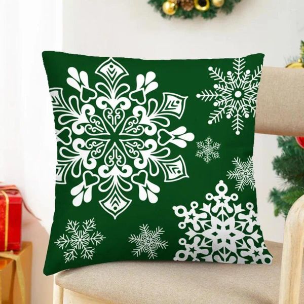 Pillow Holiday Pillowcase Deckung Lebendiger Schneeflocken Elchdruck Weihnachten versteckter Reißverschluss Quadratwurf für Sofa