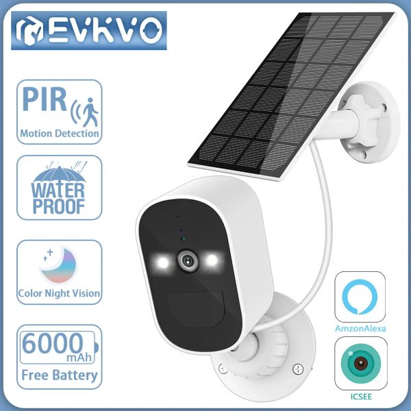 Sistem Evkvo 5MP Gözetim Güneş Kamerası WiFi CCTV Güvenlik Dış Mekan IP Kamera Şarj edilebilir pille çalışan kamera ICSEE