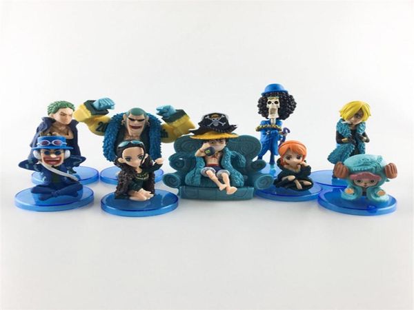 Figure di un pezzo Imposta 9 pezzi Anime Cartoon Figura Caratteri Modello Toy Fatto a mano PVC Figura Ornamenti per ombra Luffy Caratti1519329