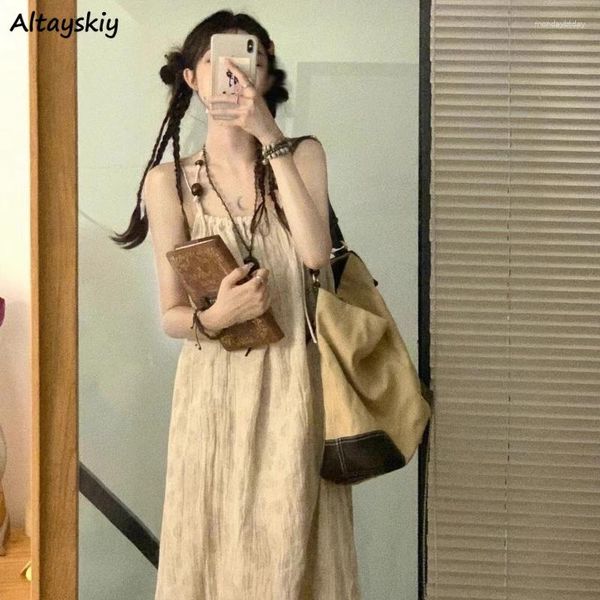 Abiti casual stampe vintage lunghe donne per le vacanze sciolte prendisore di moda di classe di classe femminile abito cinghia estivo estivo vestidos