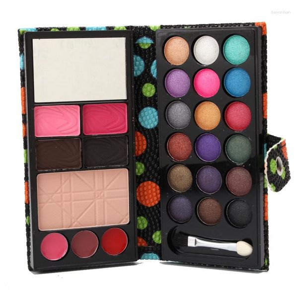 Lidschatten Großhandel- Mode Frauen Damen wasserdichte Lidschatten Augenbrauen-Pulver Rouge Make-up Palette Polka Dot PU Wallet Spiegel Hülle 26