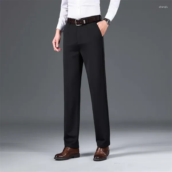 Pantaloni da uomo uomo vestire estate per pantaloni lunghi abiti da business per la vita elastica in vita magro