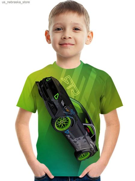 T-Shirts Cool Racing 3D Printed Boy Creative T-Shirt Casual Leicht und komfortable Kurzärmel T-Shirt Sommerkinderkleidung Q240418