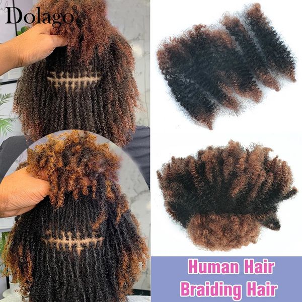 Человеческие плетеные волосы афро извращенные кудрявые замки микролоки массовые для омбре цвета коричневые вязание крючком 4C 240401