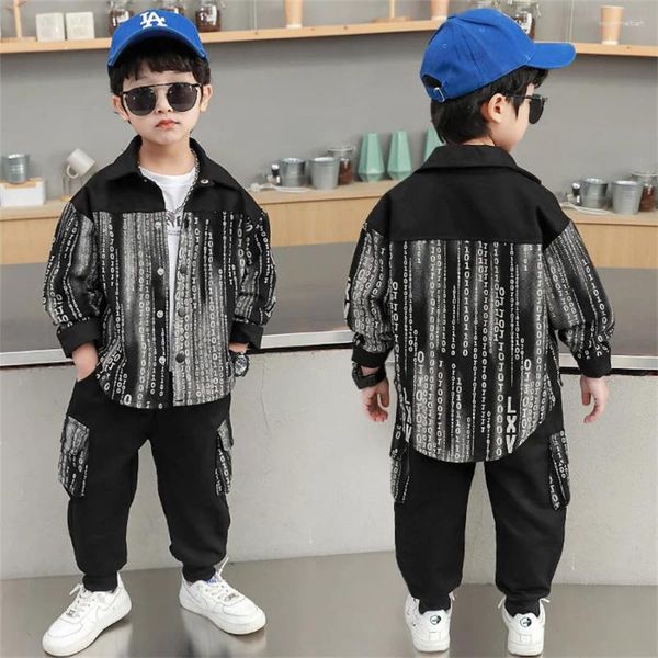 Conjuntos de roupas da primavera Autumn Crianças Roupas meninos Esportes infantis adolescentes 2pcs Patchwork Jacket Pants Roupfits