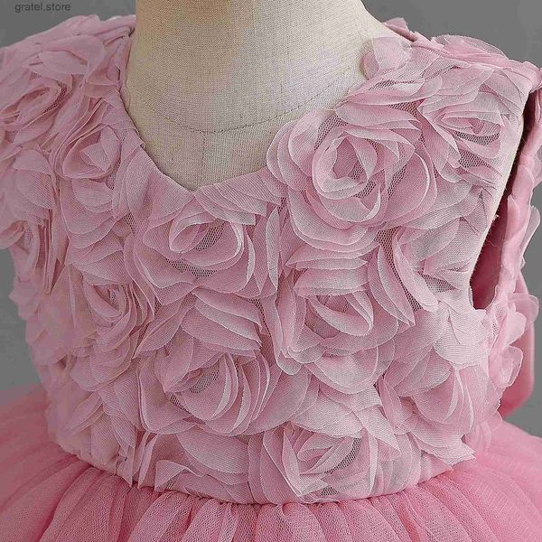 Abiti da ragazza vestito da principessa per ragazze per bambini abiti da battesimo di compleanno per bambini tulle tutu ragazza da bambina festa costumi di fiore abito da ragazza per il matrimonio