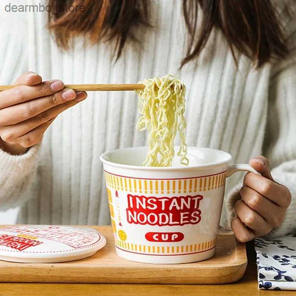 Bento Boxes Ins Style Creative Instant Noodle Ceramic Coppa di tazza con copertura Bento Box Student Box Noodle Bowl Bowl Bowl set L49