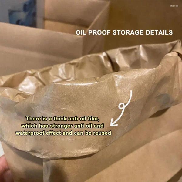 Bolsas de armazenamento Esundras à prova d'água Pouca espessada de bolsa espessada Caixa de óleo à prova de óleo Kraft Cowhide