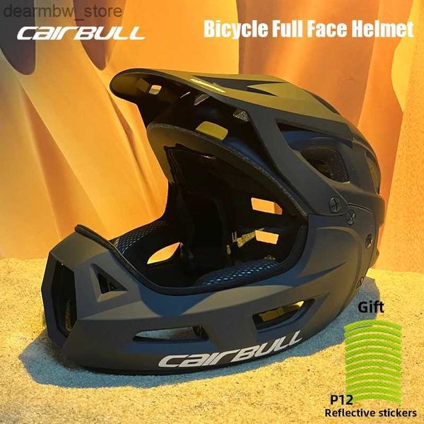 Capitões de ciclismo Máscaras Cairbull Integrado Capacetes de bicicleta de montanha leves para ladeira abaixo bmx adultos face completo aero motocross ciclismo respirável L48