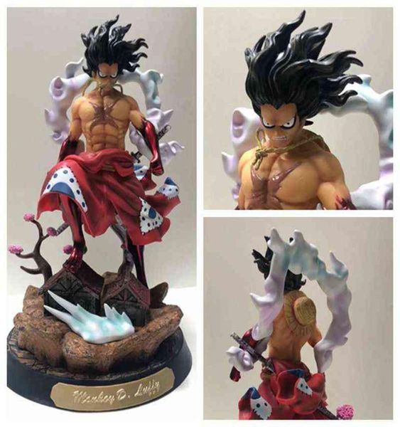 Anime One -Stück Wano Luffy Gear 4 Snakeman GK Statue PVC Action Figur Sammlerstück ein Stück Kimono Luffy Figur Spielzeug Puppe A7370310