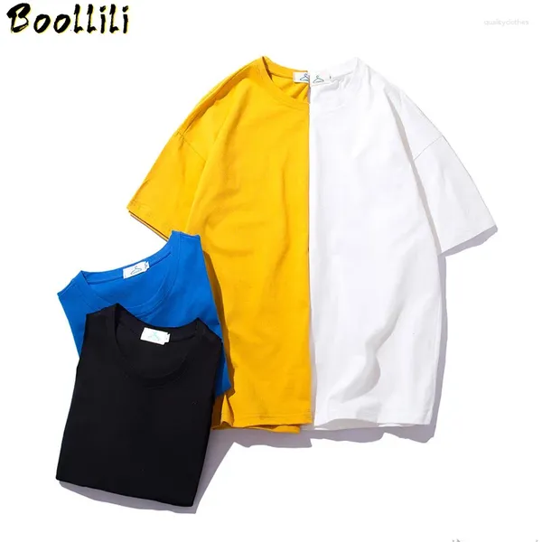 Camisetas masculinas de camiseta preta de boolili preto dos homens usam tamanho pesado lavado para magro oit de pescoço camisetas machos de manga curta machos