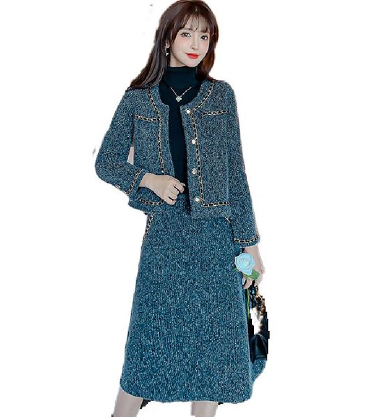 Женские элегантные серые цветные пальто и миди -длинная юбка Twinset 2 штука DeSing