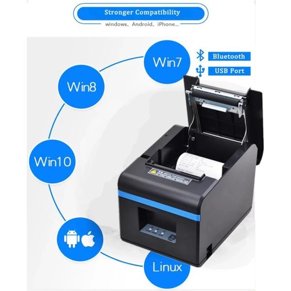 Принтеры XPRINTE XPN160II POS POS 80 -миллиметровый принтер тепловой квитанции с Bluetooth USB -портом.