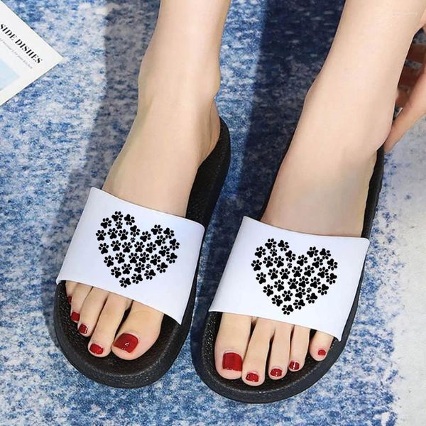 Hausschuhe Frauen Home Shoes Hunde Liebe Print 90er Sommer süße Damen rutschen Grafik Badezimmer Sandalen Innenlampe weiblich