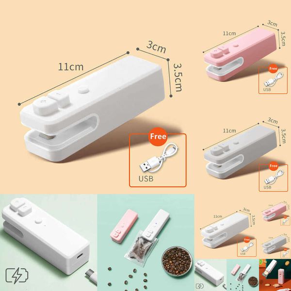 2 em 1 USB Mini Mini Magnetic Sager Sealer abridor recarregável de alimentos portátil lanche de vedação de embalagem bolsa de cozinha selante de calor