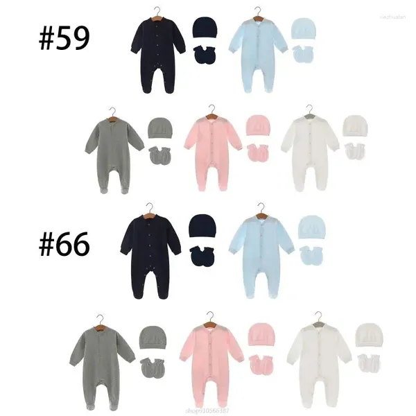 Conjuntos de roupas Baby Jumpsuit Beanie Hat Anti-arranhões algodão nascido para menino infantil menina de gênero neutro non Ag26 22 Dropship