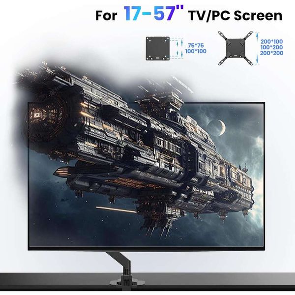 Putorsen Ultra Wide Single Monitor Desktop Stand для мониторов и телевизоров 17-57 дюймов - поддерживает до 65 фунтов, 26,9 килограмма - регулируемая высота и угол наклона