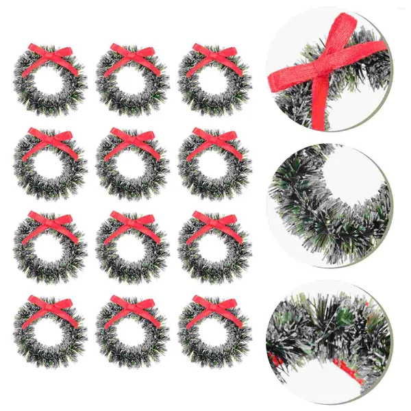 Flores decorativas Christmas Wreath Mini House Ornamento Decoração Garland Toy Toy Artificial Miniature Landscape Home Party Table