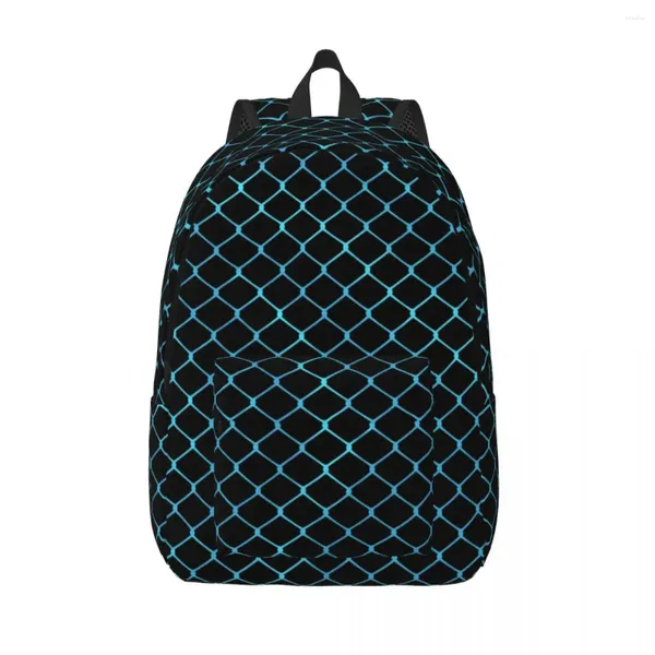 Sırt çantası zarif zincir bağlantı mavi örgü baskı üniversite backpacks çocuk yüksek kaliteli büyük okul çantaları eğlenceli sırt çantası