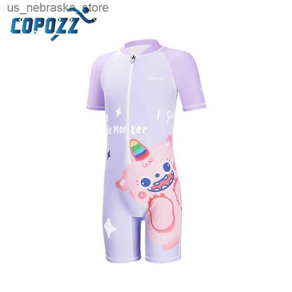 Copone per bambini e costume da bagno con costume da bagno UPF50+un pezzo di costume da bagno per bambini e femminile da bagno per bambini da bagno da bagno da bagno q240418