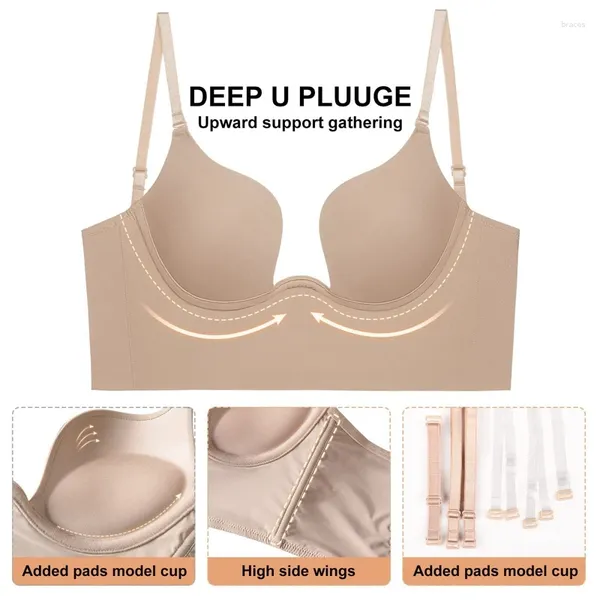 Reggiseno reggiseno invisibile sexy con donna nuda da donna senza spalline u tuffano la cinturino trasparente spinga di push up spinga