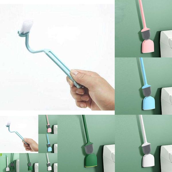 Spazzola per toilette in silicone flessibile con supporto per rota a perdita di toilette morbida spazzola per lavatrice per bagno per la spazzola per la pulizia del bagno montato