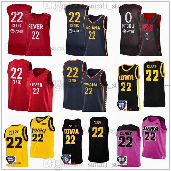 2024 Draft Pick n. 1 Donne 22 Caitlin Clark Basketball Maglie 2024 Final Final Four Black Rosa giallo Bianco Bianco Navy Rosso Lady Lady Youth Kids Girls Boys Boys Boys