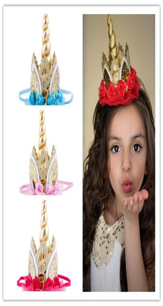 Banda per capelli a corno di unicorno corona fascia per corona per feste per capelli fai -da -te fascio di testa elastica fiore per bambini cosplay decorativo8375232