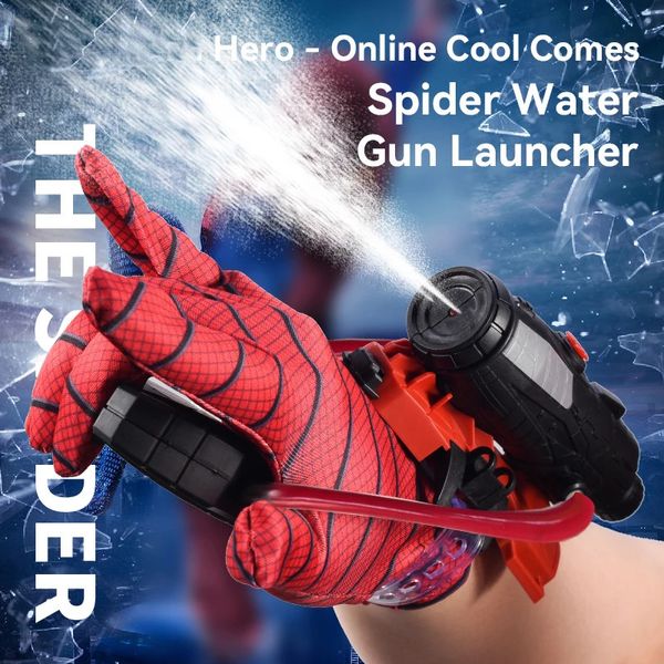 Lançador de aranha Gun Water Gun Summer Shooting Water Toy Plastic With luvas para crianças Cosplay Props Jogos Jouet Piscine 240409