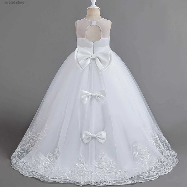 Девушка платья хвоста девочки формальное платье белое подружка невесты детская одежда детей длинная вечеринка принцесса свадебный вечерний костюм 12 13 14 лет