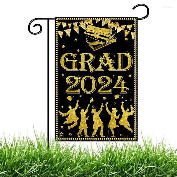 Dekorative Blumen Glückwunsch Graduierung Banner 2024 Graduierten -Flaggen Grad Dekorationen PO Requisiten Party Lieferungen 12 x 18 Zoll