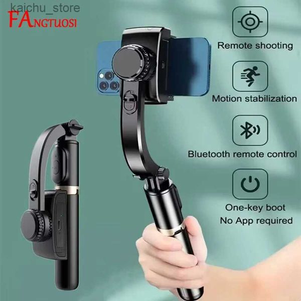 Monopodi selfie Fangtuosi Stabilizzatore video mobile Bluetooth Bluetooth Selfie Stick Tripode Gimbal Stabilizer per smartphone Live Vertical Shooting Bancone Y240418